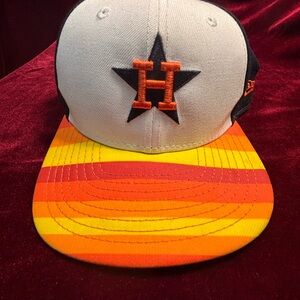 New Era Houston Astros Retro Stripe Snapback Hat - Orange, Yellow, Black